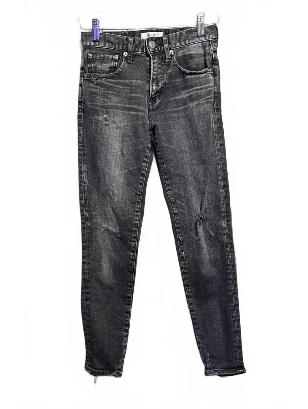 MOUSSY Vintage Velma Skinny Jeans 24 Black Distressed Made Japan $350